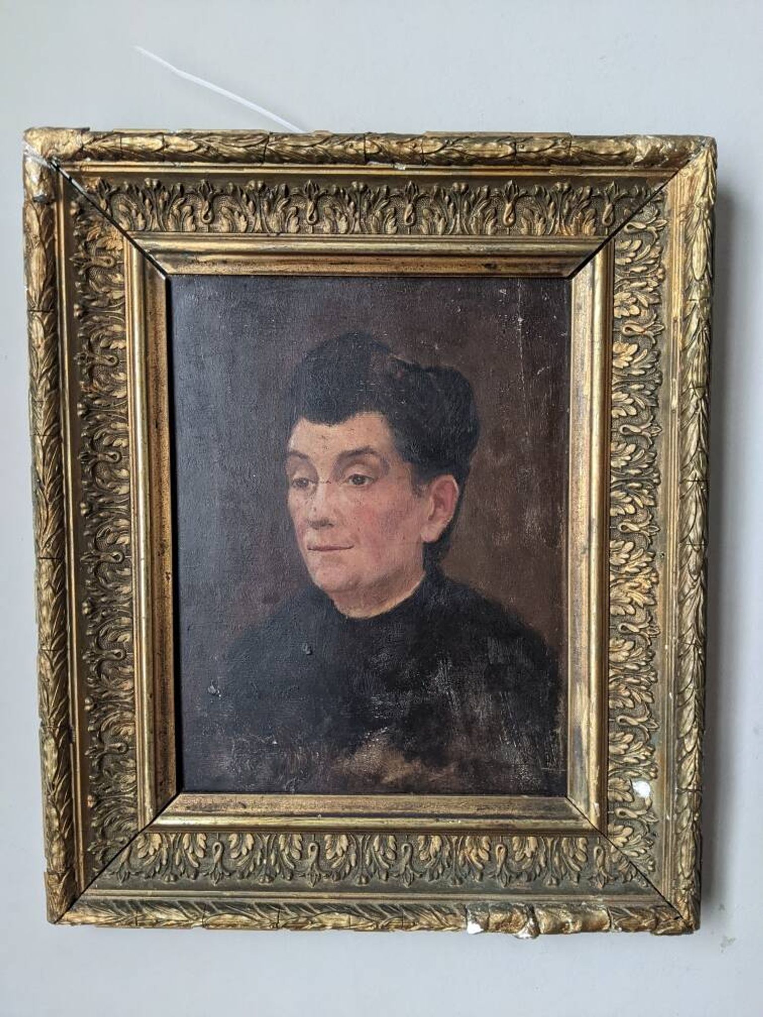 Oil on wood old portrait decoration antique countryside baroque molded