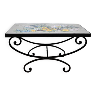Wrought Iron Coffee Table, signed Bel Delcourt – 1960