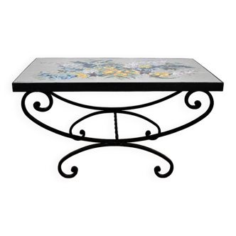 Table Basse en Fer Forgé, signée Bel Delcourt – 1960