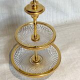 Double dessert display. Glass and gilded metal. Very good condition