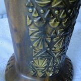 Old large vase st clement france ethnic relief decor n° 9128 60s rare