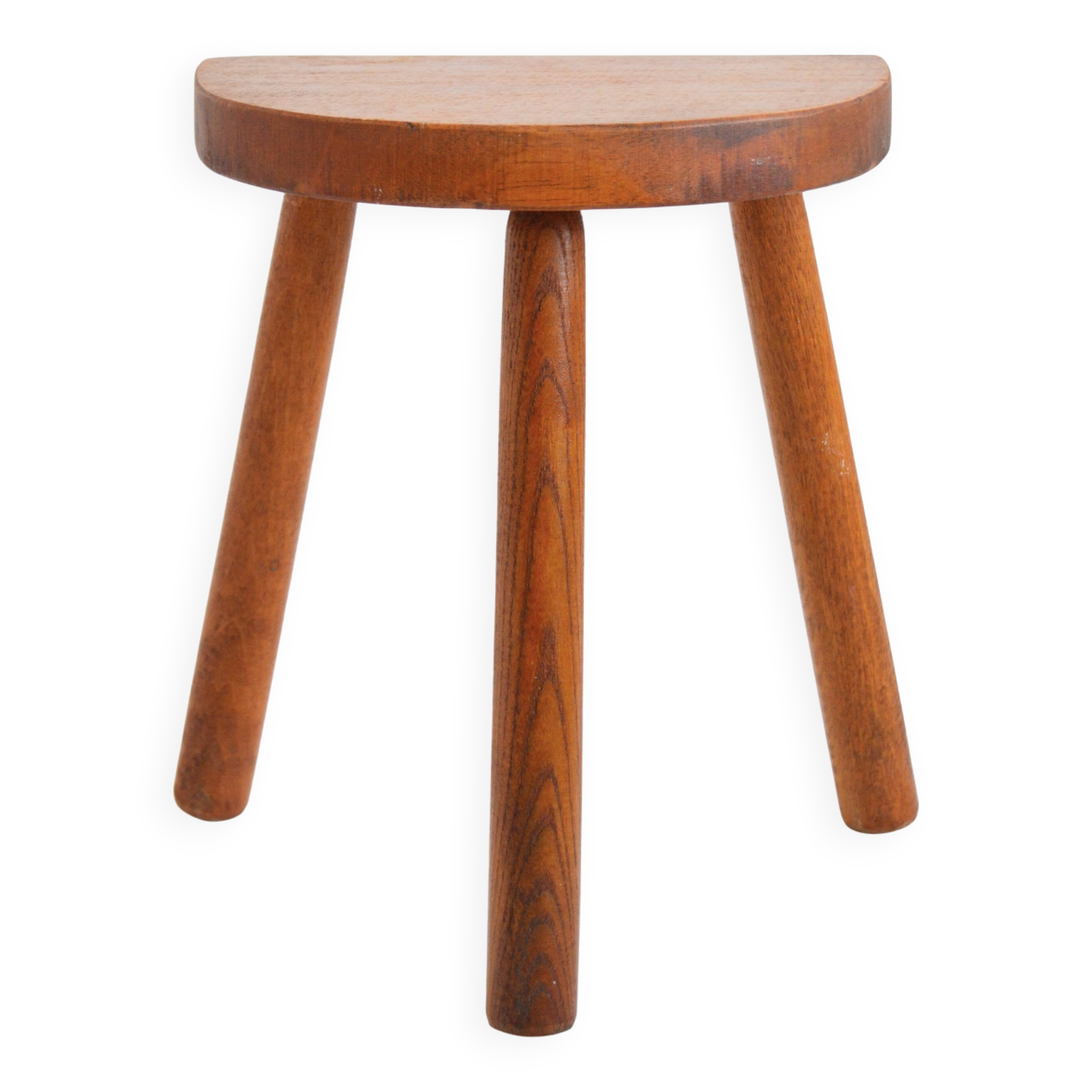 Antique brutalist wooden stool