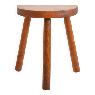 Antique brutalist wooden stool
