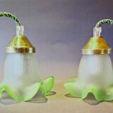 Duo of green tulip lamps