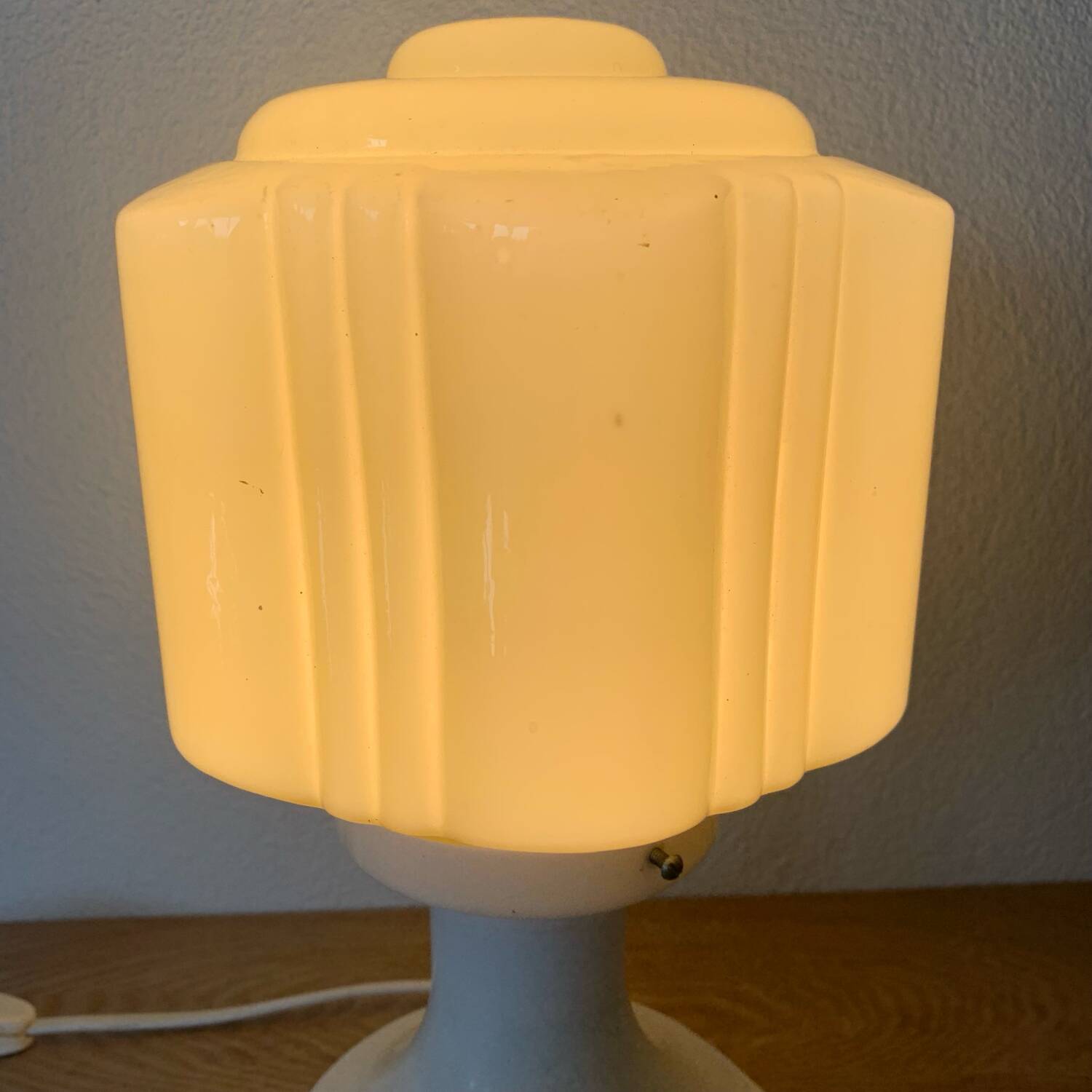 Table Lamp With Globe Thabur Yellow Straw Netherlands 30s-40s