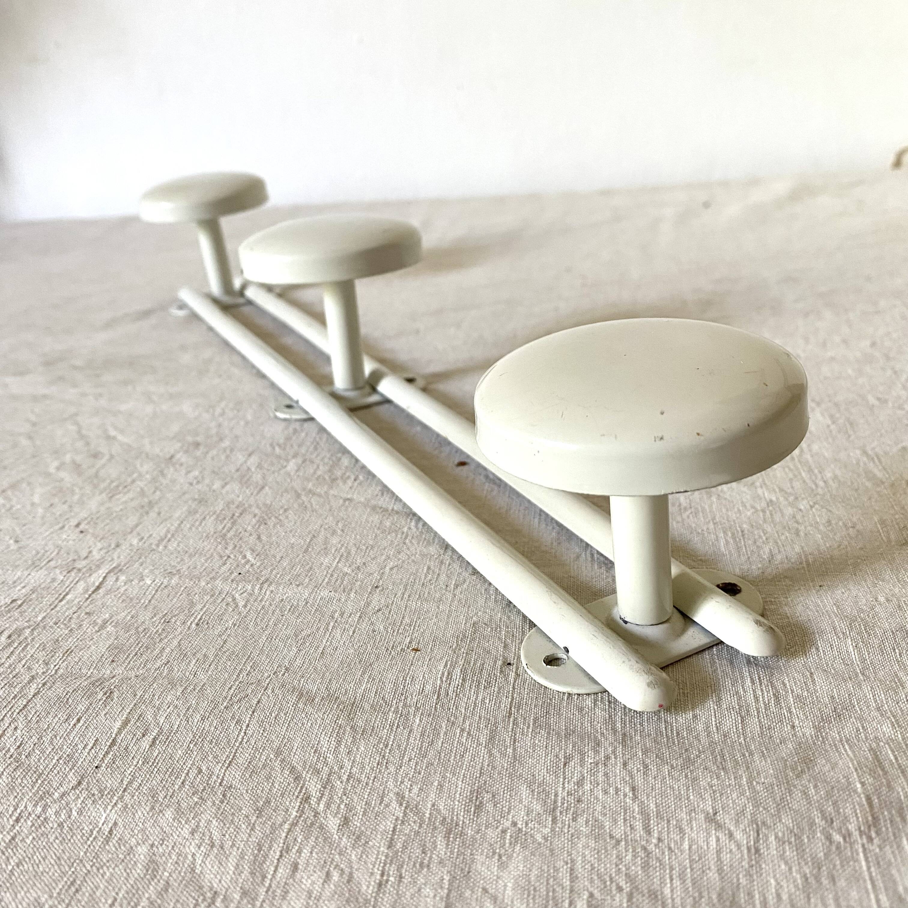 Vintage metal coat rack with 3 hooks