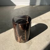 Side table in black petrified wood with light streaks h: 27,5cm d:18,5cm