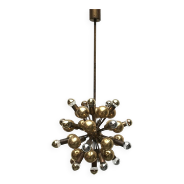 Suspension Plafonnier Atomique en Laiton Allemand Milieu du Siècle par Dorothee Becker pour Cosack, années 1970