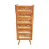 Wood and rattan scandinavian dresser
