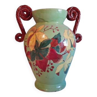Pottery Jar with 2 handles decorated JC Armaing
