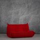Red Alcantara Togo 2-seater sofa and corner by Michel Ducaroy for Ligne Roset, 2000s