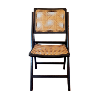 Vintage folding chair from the 60s wood and cannage