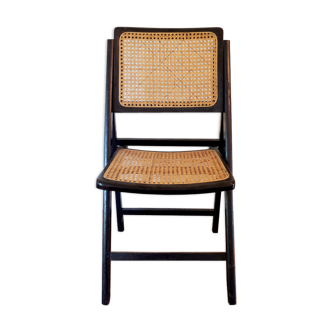 Chaise pliante vintage des années 60 bois et cannage