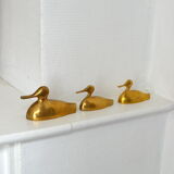 Suite of 3 brass ducks