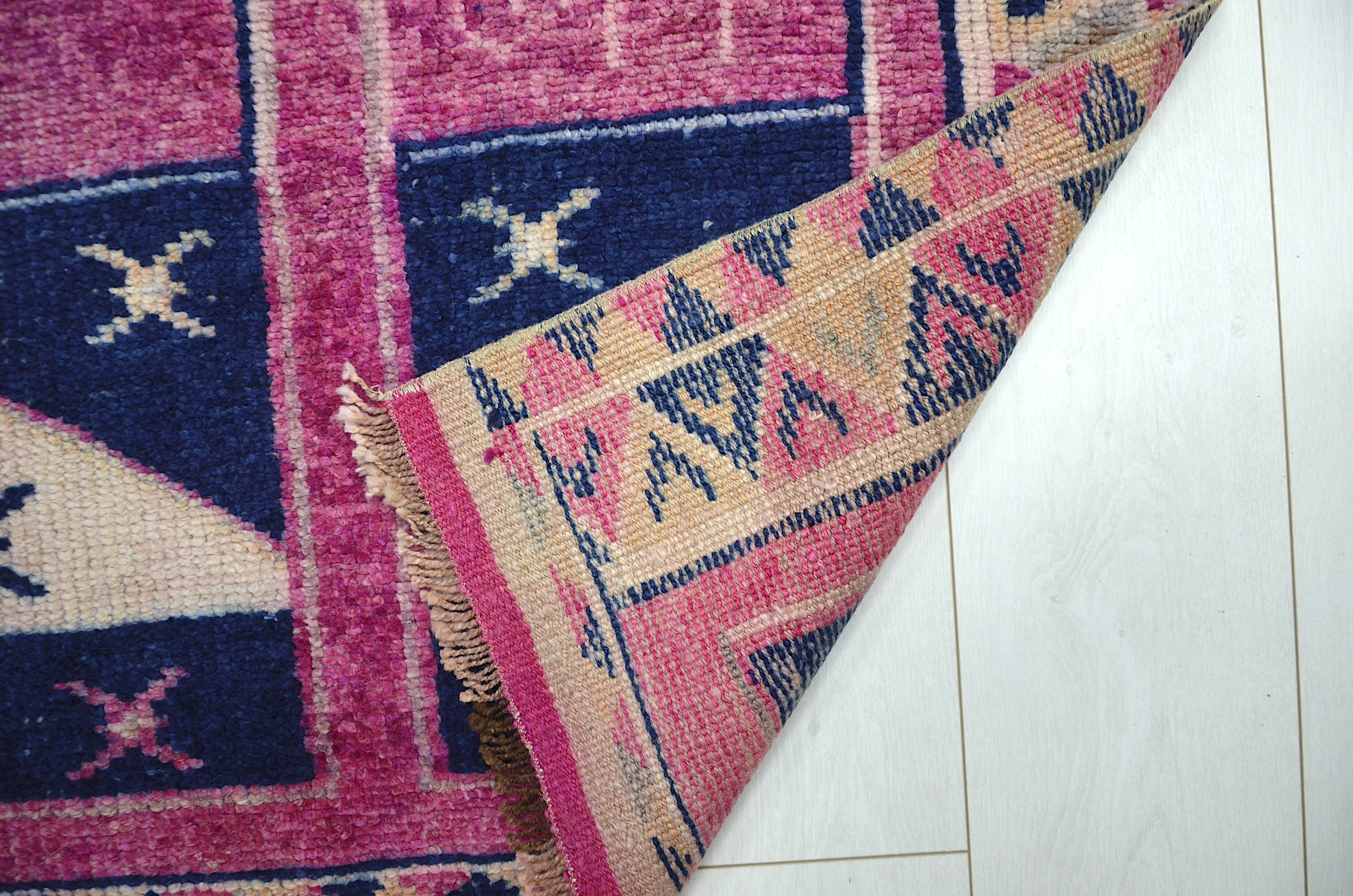 Pink & Dark Blue Anatolian Runner sku 2269.