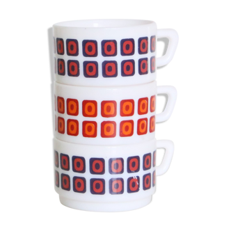 Coffee cups Arcopal, vintage French