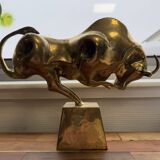 After Dali: gilded bronze sculpture depicting an abstract bull
