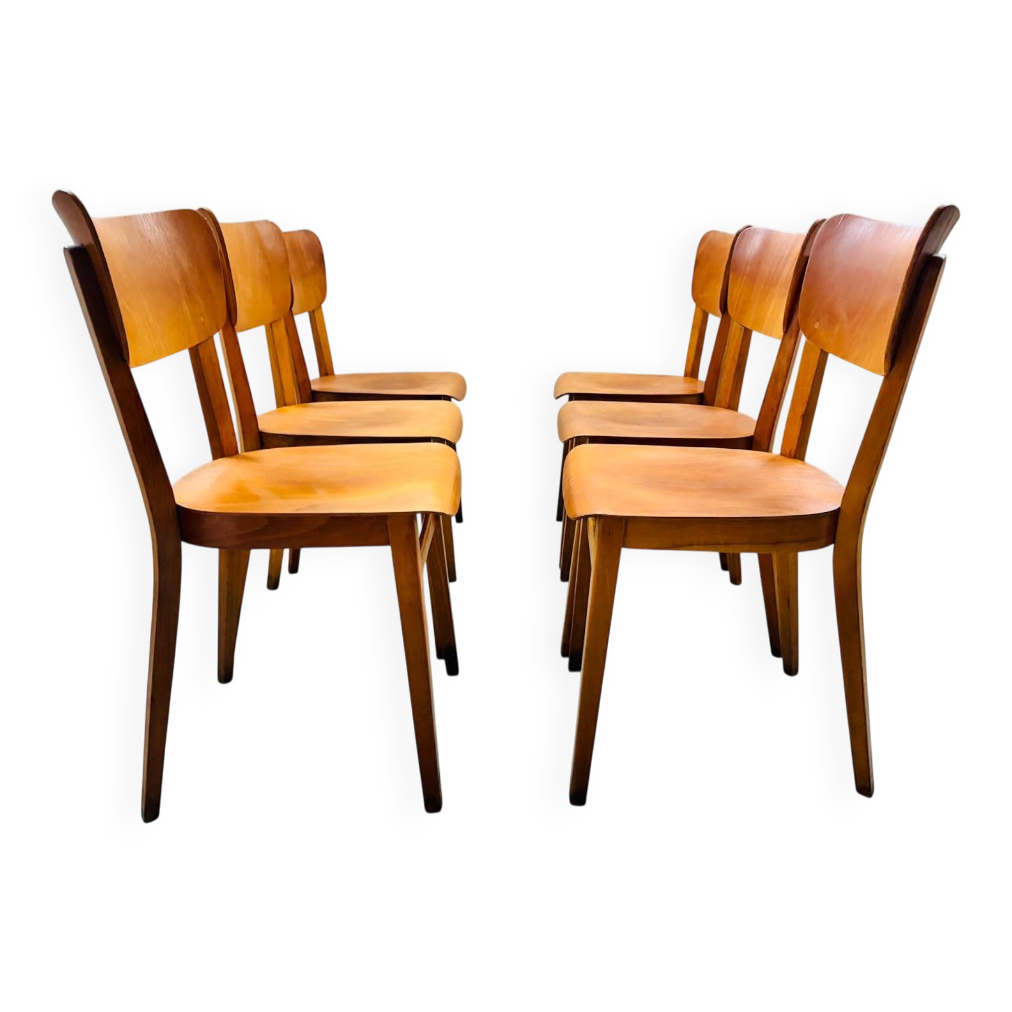 Thonet wooden chairs, 1960s – set of 20
