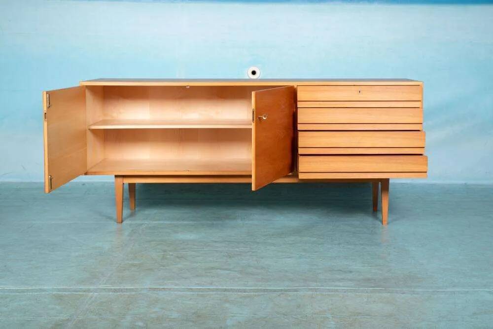 Vintage blond sideboard 60s minimalist credenza
