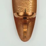 Large 1950s 60s mid century wall candle holder hammered copper