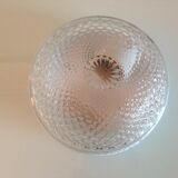 Round ceiling lamp in structured glass/vintage 60s-70s