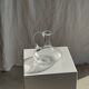 Vintage glass carafe with flattened flared belly handle H18