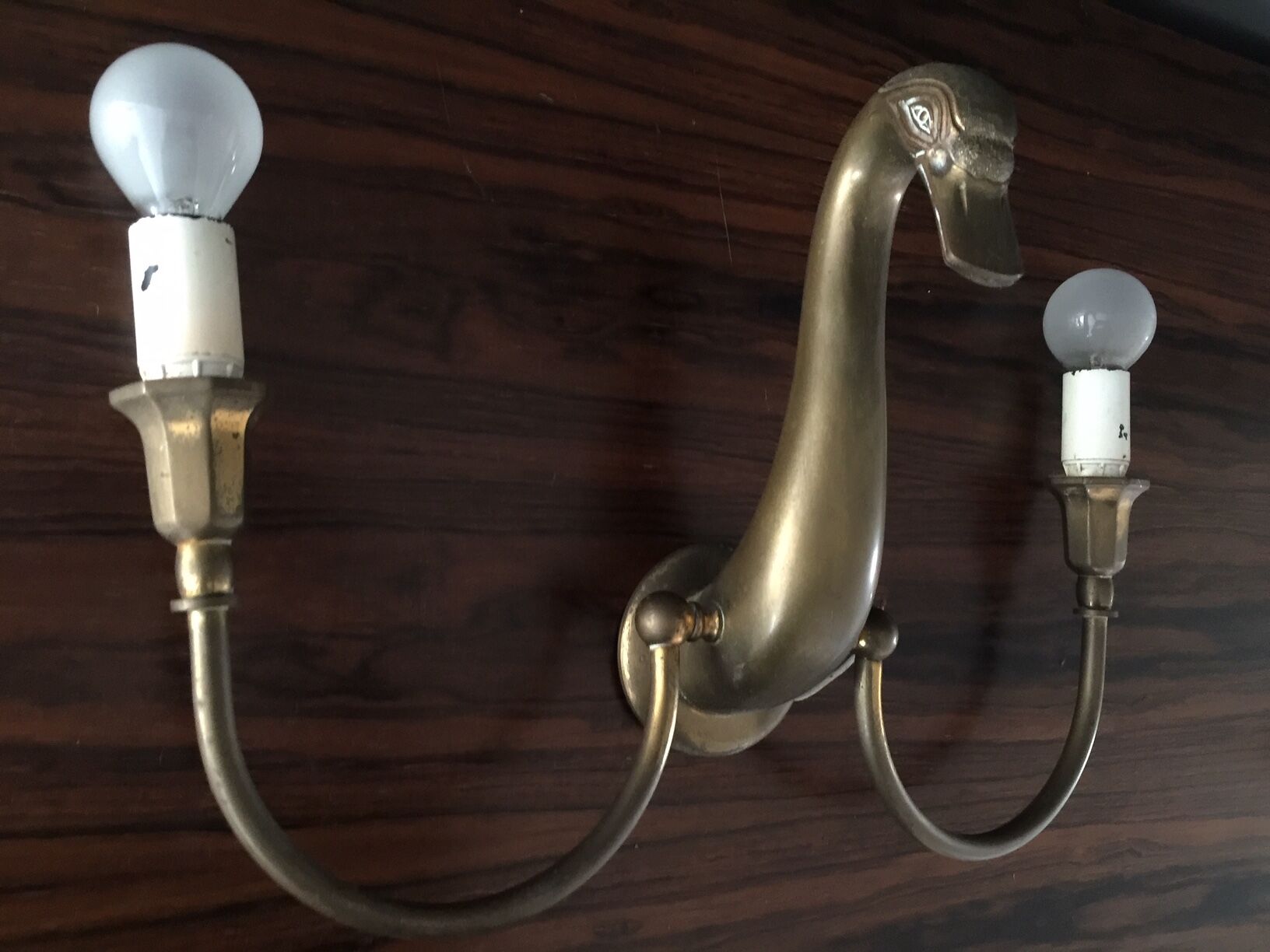 Pair d swans solid brass wall light