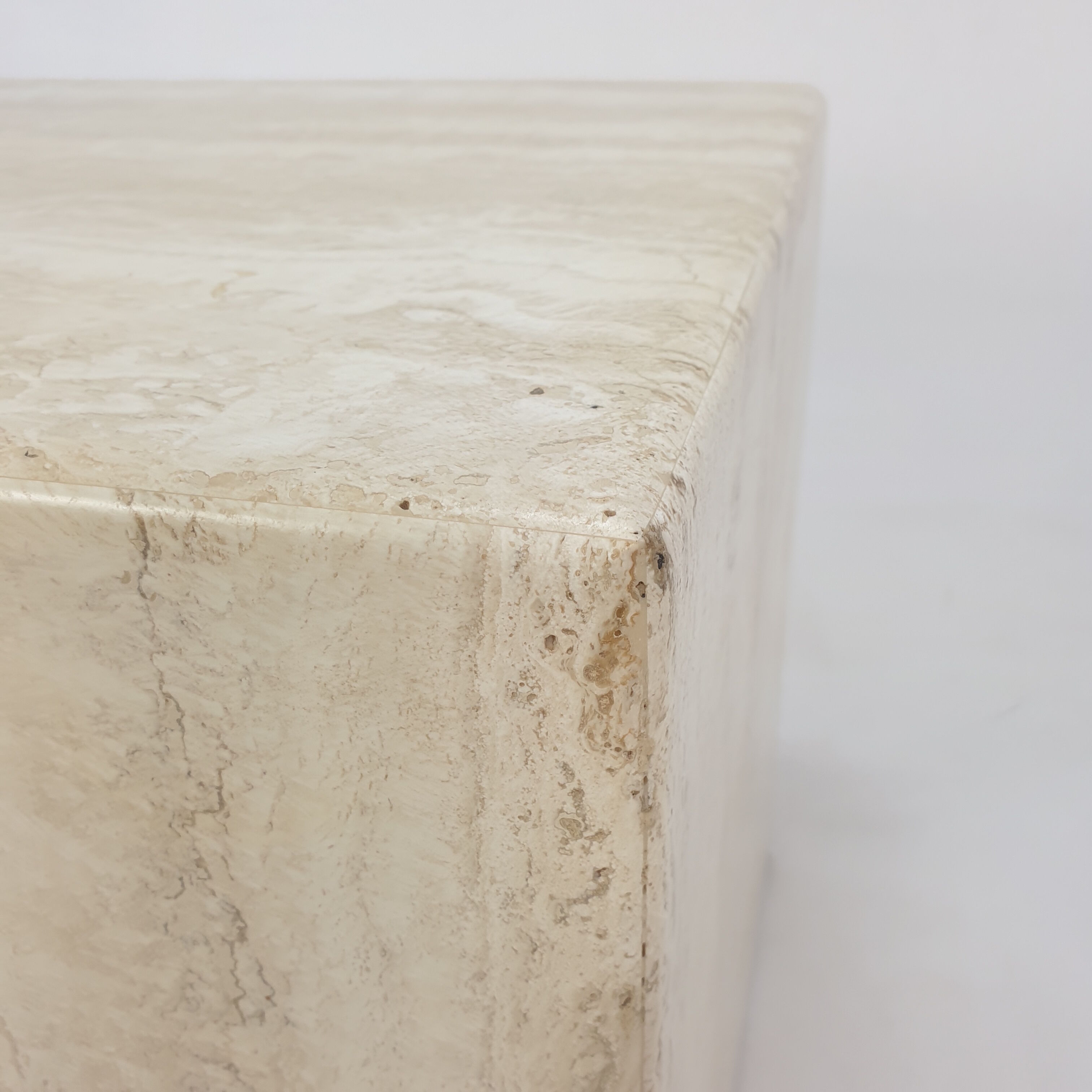 Italian Travertine Side Table, 1980's