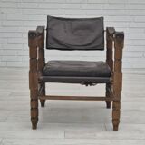 1960s, Scandinavian "Safari" lounge chair, original condition, leather, beech wood.