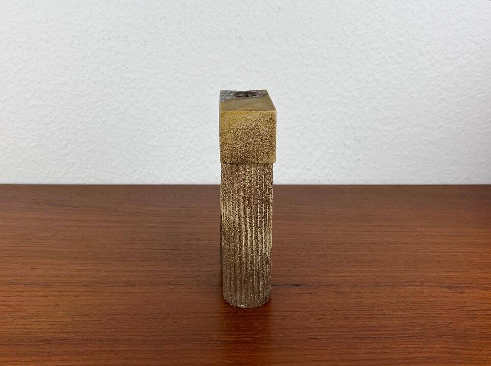 Klaus Lehmann, postmodern brutalist German pottery, sculpted column vase, 1981, ceramic