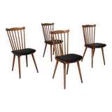 Set of 4 Baumann Menuet chairs in wood and compass feet