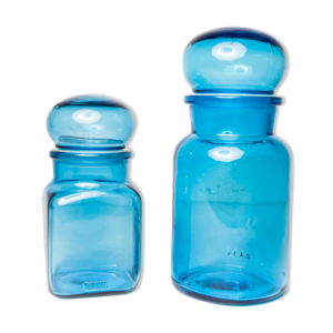 2 pots Dash bleu en verre