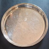 Silver-plated metal platter Christophle Fleuron France