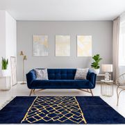 Tapis marocain moderne bleu foncé