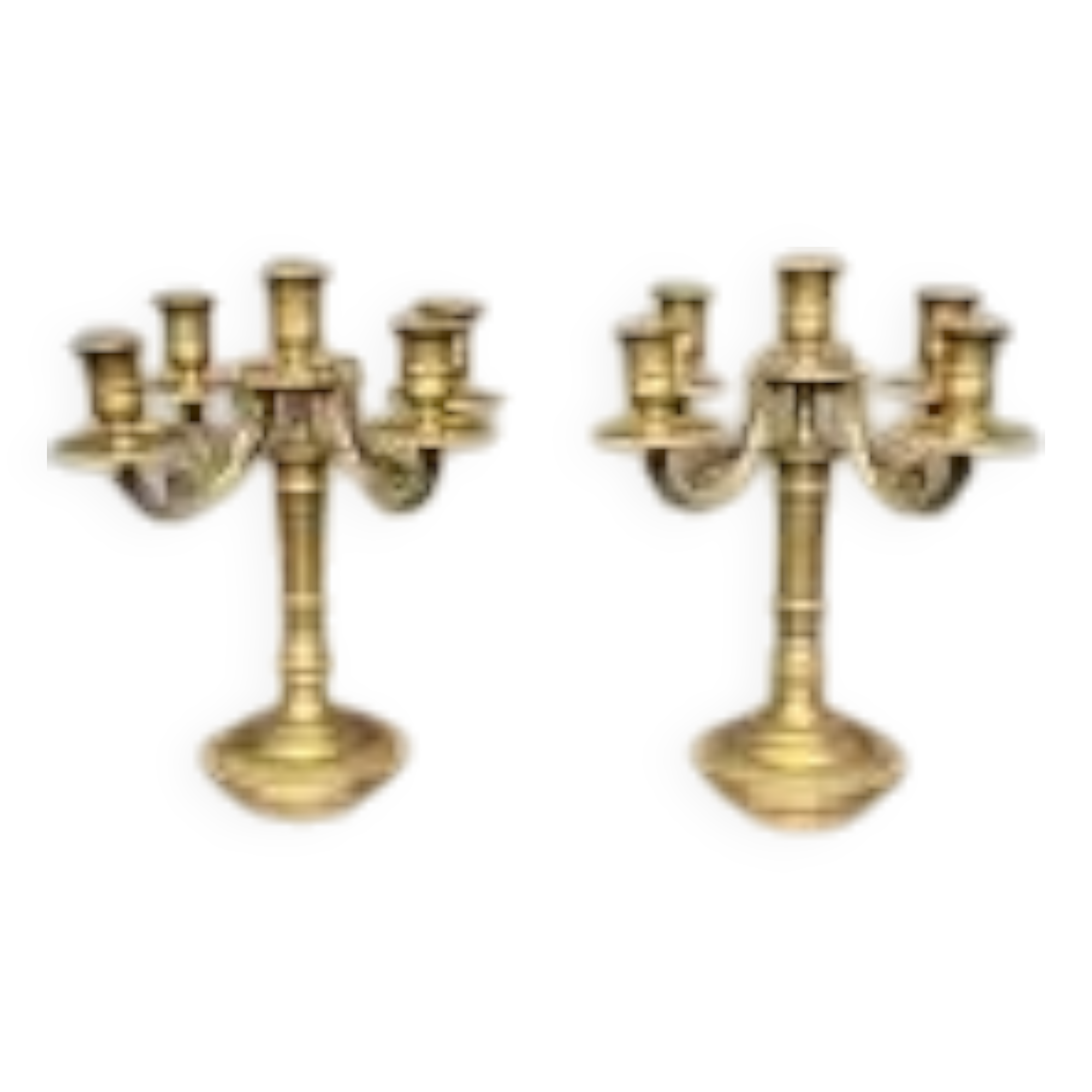 Pair of table candlesticks. Solid bronze.