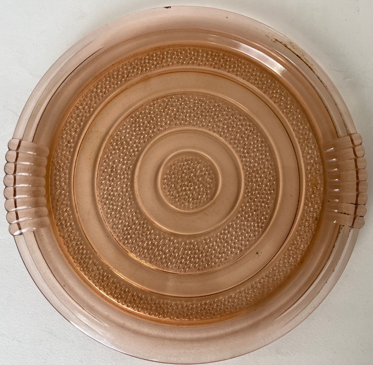 Plateau vintage en verre rose