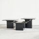 Set of 3 marble and lacquer coffee tables, 1970s.