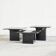 Set of 3 marble and lacquer coffee tables, 1970s.