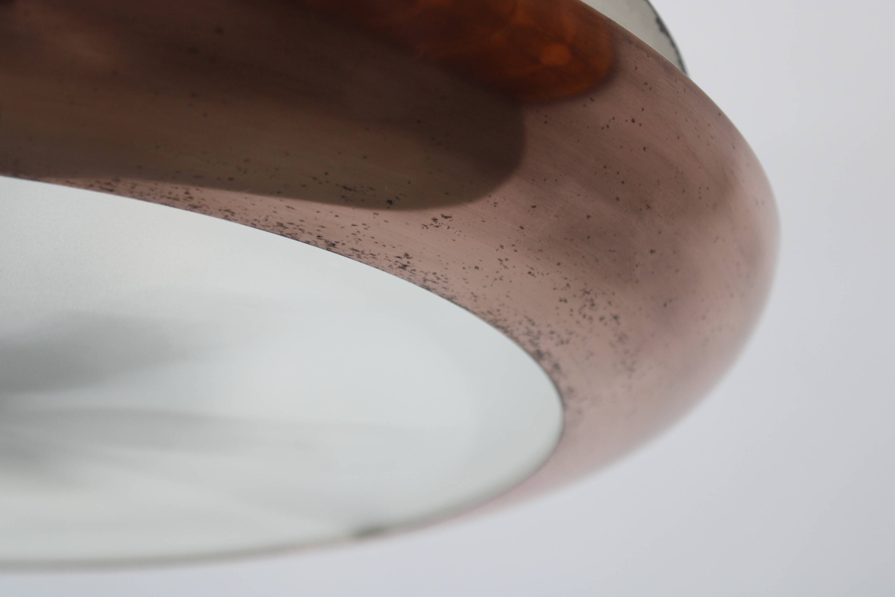 1930s "ufo" chandelier in copper finish by josef hurka, czechoslova