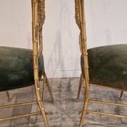 Set of 2 opera chairs in faux bamboo, France, 1940s