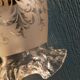 frosted glass suspension tulip shape, twisted linen cord, vintage