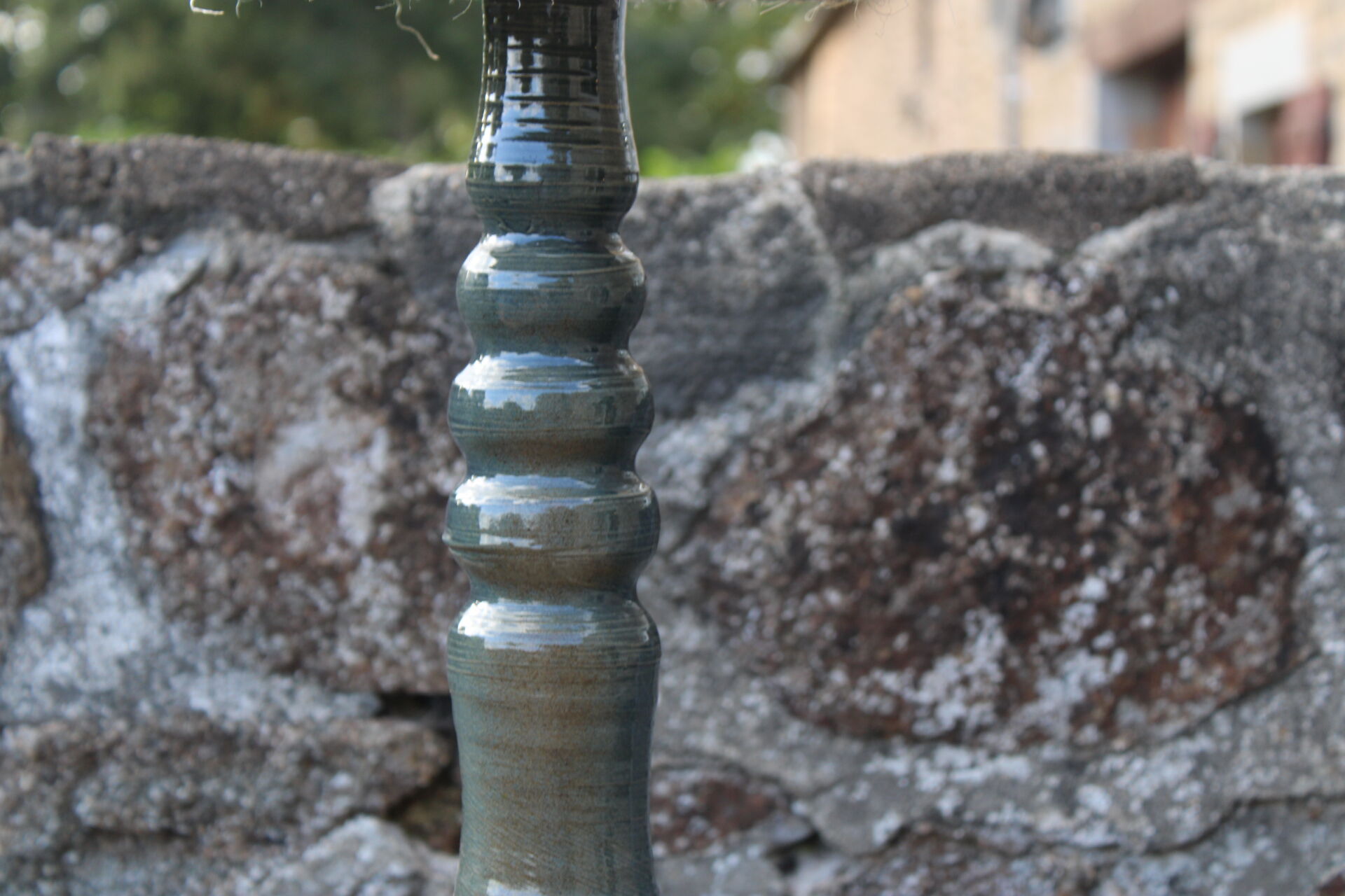 Ceramic lamp and rope shade