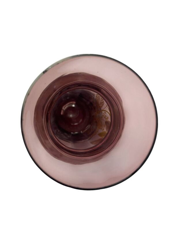 Legras Montjoye, vase violet verre émaillé marguerite vers 1900