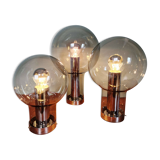Maxi Globe trio of ceiling lights in smoked glass, RAAK Amsterdam, 1960