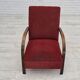 1950s, Danish art deco armchair, original red furniture wool, beech wood.
