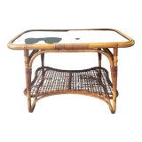 Vintage coffee table from the 50s in rattan
