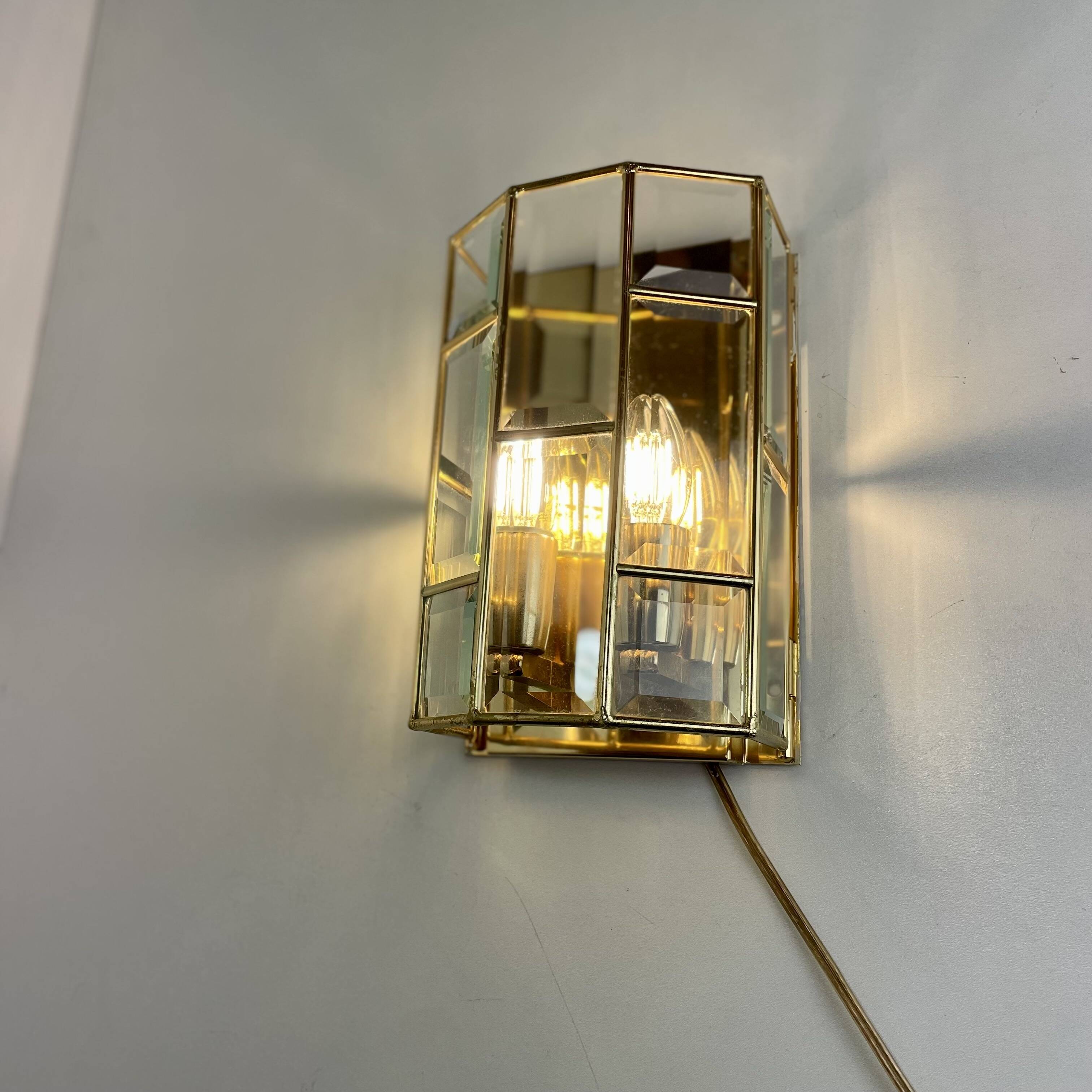 Italian brass wall lights, 1980s