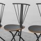 Set of 4 folding chairs in metal and wood, 1970s vintage