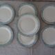6 Plates and 1 dish Terre De Fer Salins Directoire decoration green faience old GB