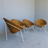 VINTAGE SALON IN RATTAN AND METAL. 1960